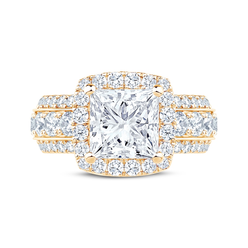 Main Image 3 of Now + Forever Lab-Grown Diamonds Princess-Cut Halo Engagement Ring 5 ct tw 14K Yellow Gold