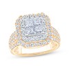 Thumbnail Image 1 of Now + Forever Princess-Cut Quad Diamond Double Halo Engagement Ring 2 ct tw 14K Yellow Gold