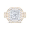 Thumbnail Image 3 of Now + Forever Princess-Cut Quad Diamond Double Halo Engagement Ring 2 ct tw 14K Yellow Gold