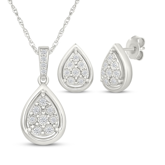 KAY Lab-Grown Diamonds Multi-Stone Teardrop Gift Set 1/6 ct tw Sterling Silver