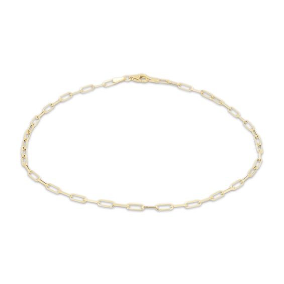 2.3mm Paperclip Chain Anklet Hollow 10K Yellow Gold 10"
