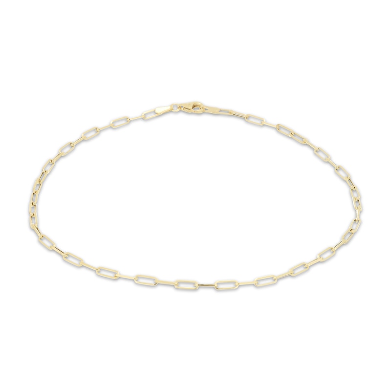 Main Image 1 of 2.3mm Paperclip Chain Anklet Hollow 10K Yellow Gold 10"