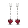 Thumbnail Image 2 of Heart-Shaped Lab-Created Ruby & White Lab-Created Sapphire Drop Earrings Sterling Silver