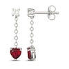 Thumbnail Image 3 of Heart-Shaped Lab-Created Ruby & White Lab-Created Sapphire Drop Earrings Sterling Silver