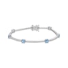 Thumbnail Image 1 of Cushion-Cut Swiss Blue Topaz & White Lab-Created Sapphire Station Bracelet Sterling Silver 7.25"