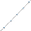 Thumbnail Image 2 of Cushion-Cut Swiss Blue Topaz & White Lab-Created Sapphire Station Bracelet Sterling Silver 7.25"