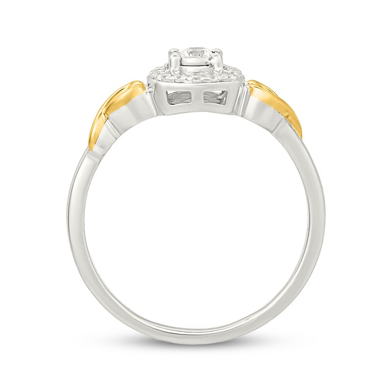 Main Image 3 of Lab-Grown Diamond Cushion-Shaped Halo Promise Ring 1/5 ct tw 10K Two-Tone Gold