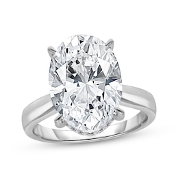 Now + Forever Lab-Grown Diamonds Oval-Cut Solitaire Hidden Halo Engagement Ring 6-1/6 ct tw 14K White Gold (F/VS2)