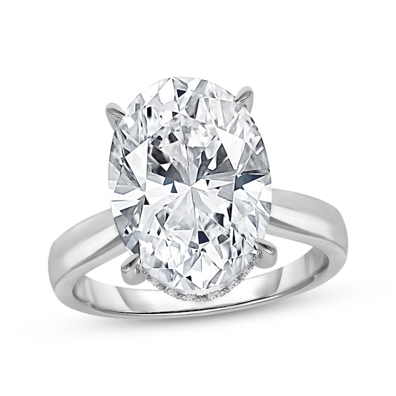 Now + Forever Lab-Grown Diamonds Oval-Cut Solitaire Hidden Halo Engagement Ring 6-1/6 ct tw 14K White Gold (F/VS2)