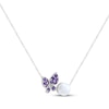 Thumbnail Image 2 of Cultured Pearl & Amethyst Butterfly Necklace Sterling Silver 18"