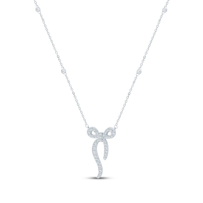 Main Image 2 of Monique Lhuillier Bliss Lab-Grown Diamond Bow Necklace 5/8 ct tw Platinum-Plated Sterling Silver 18"