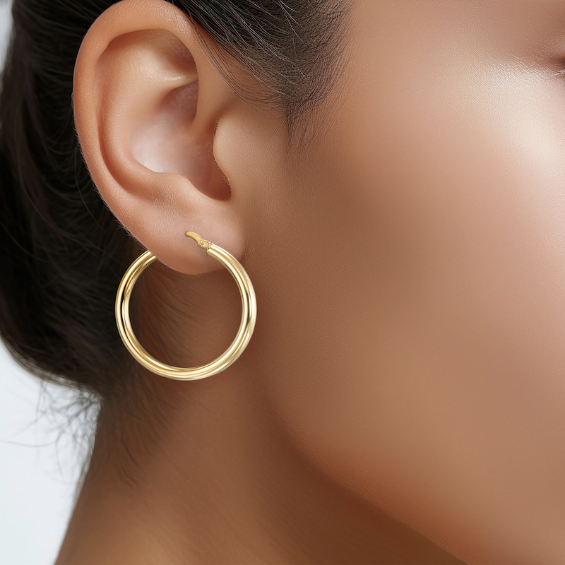 Main Image 3 of Hoop Earrings 24K Yellow Gold Vermeil Sterling Silver 31mm