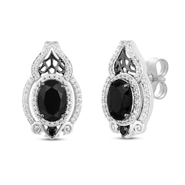 Disney Treasures The Nightmare Before Christmas Black Onyx & Diamond Earrings 1/4 ct tw Sterling Silver