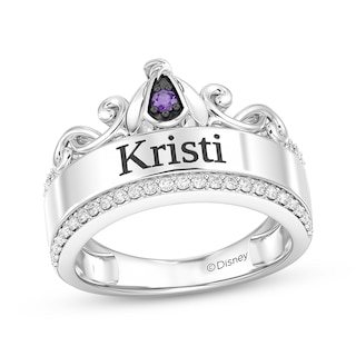 Disney Treasures Diamond & Round-Cut Amethyst Winnie the Pooh Ring 1/5 ct tw Sterling Silver