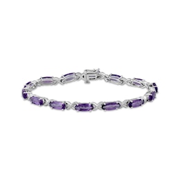 Oval-Cut Amethyst & White Lab-Created Sapphire Twist Link Bracelet Sterling Silver 7.5"