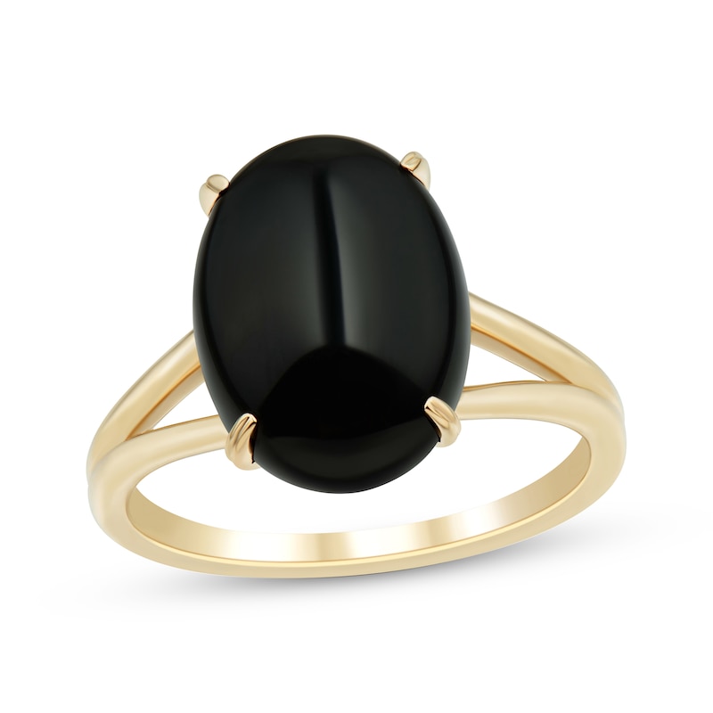 Main Image 1 of Oval-Cut Black Onyx Ring 10K Yellow Gold