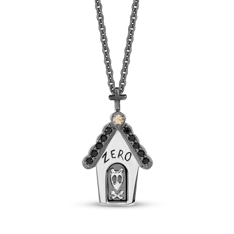 Main Image 1 of Disney Treasures The Nightmare Before Christmas Citrine & Diamond Doghouse Necklace 1/15 ct tw Sterling Silver 19"