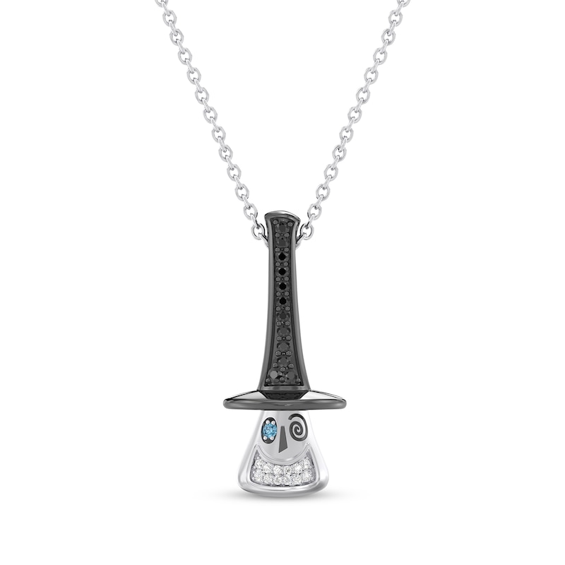 Main Image 1 of Disney Treasures The Nightmare Before Christmas Blue Topaz & Diamond Necklace 1/6 ct tw Sterling Silver 18"