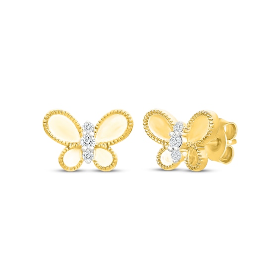 KAY Lab-Grown Diamonds Milgrain Butterfly Stud Earrings 1/20 ct tw 10K Yellow Gold