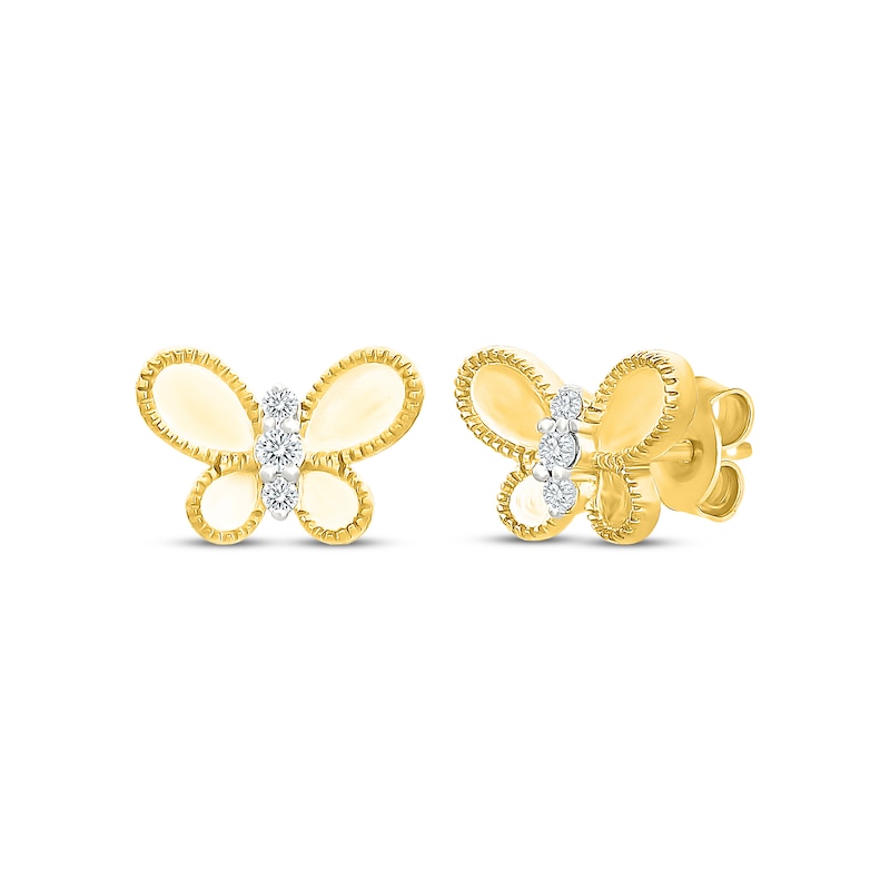 Main Image 1 of KAY Lab-Grown Diamonds Milgrain Butterfly Stud Earrings 1/20 ct tw 10K Yellow Gold