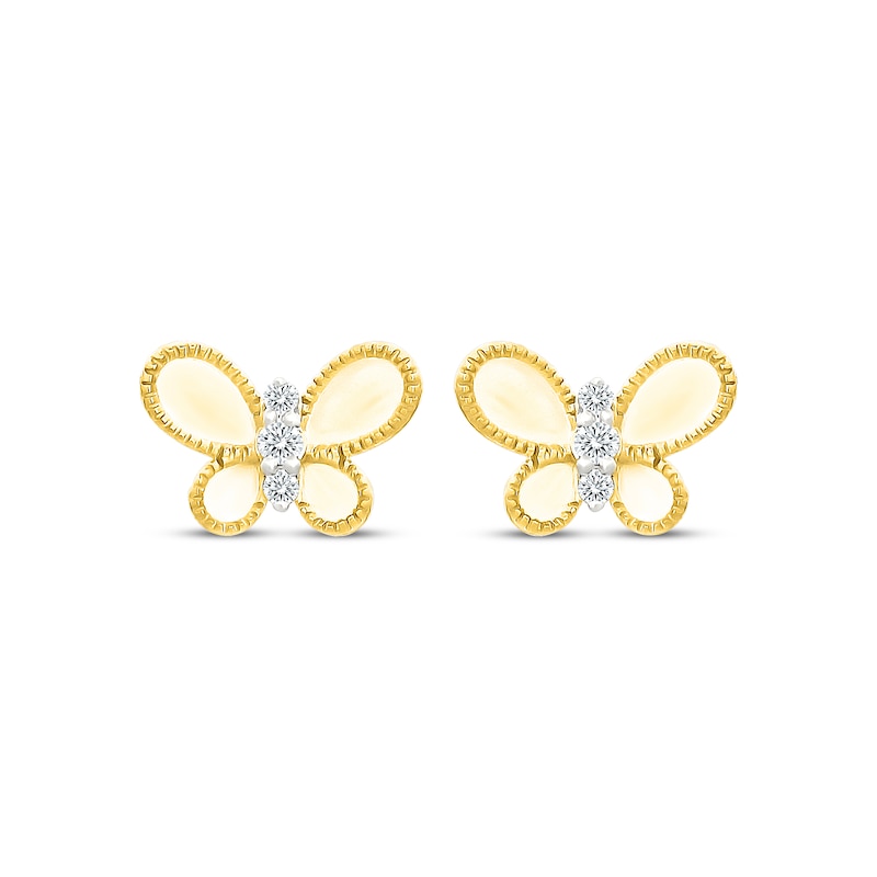 Main Image 2 of KAY Lab-Grown Diamonds Milgrain Butterfly Stud Earrings 1/20 ct tw 10K Yellow Gold