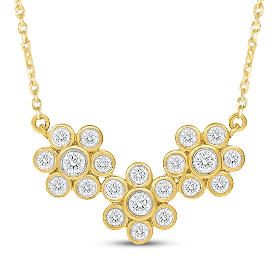 KAY Lab-Grown Diamonds Bezel-Set Flower Necklace 1/2 ct tw 10K Yellow Gold 18"