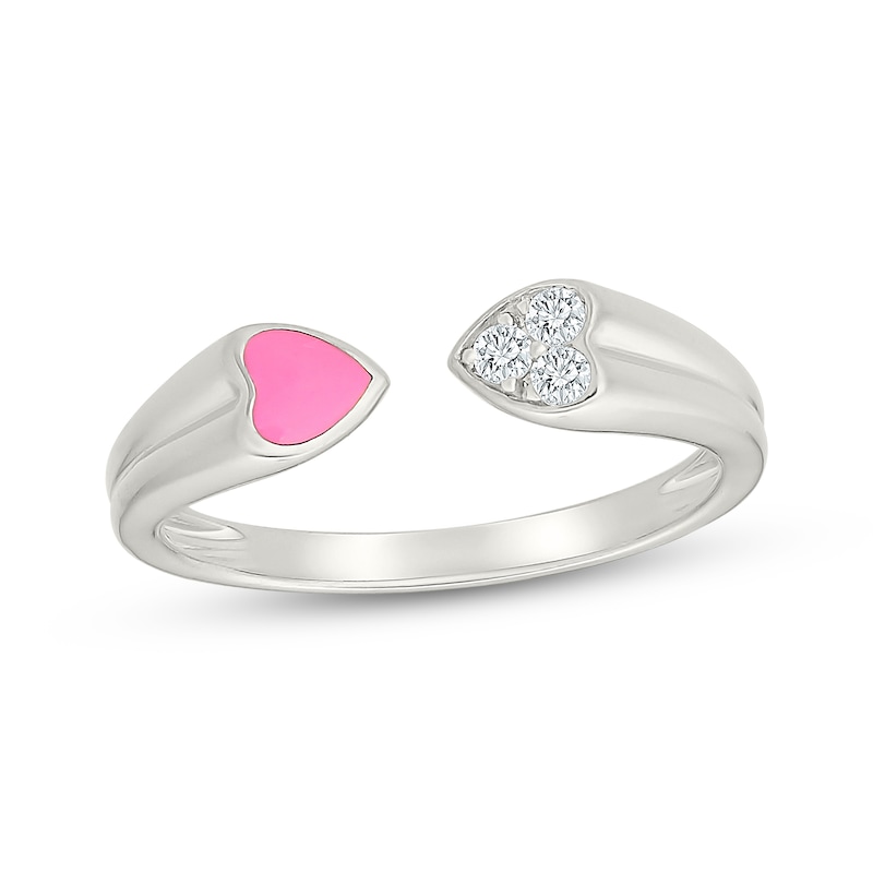 Main Image 1 of KAY Lab-Grown Diamonds Pink Enamel Heart Deconstructed Ring 1/15 ct tw Sterling Silver