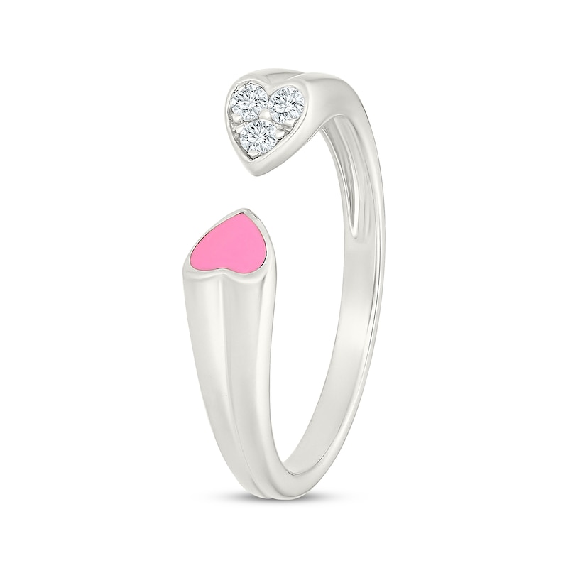 Main Image 2 of KAY Lab-Grown Diamonds Pink Enamel Heart Deconstructed Ring 1/15 ct tw Sterling Silver