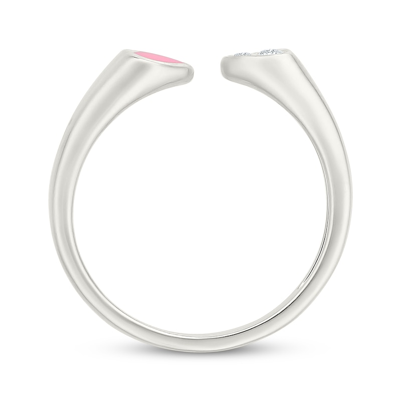 Main Image 3 of KAY Lab-Grown Diamonds Pink Enamel Heart Deconstructed Ring 1/15 ct tw Sterling Silver