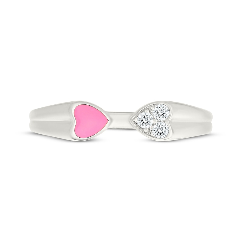 Main Image 4 of KAY Lab-Grown Diamonds Pink Enamel Heart Deconstructed Ring 1/15 ct tw Sterling Silver