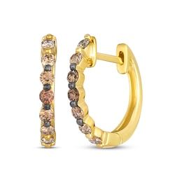 Le Vian Desert Diamonds Chocolate Ombré Diamond Hoop Earrings 1/3 ct tw 14K Honey Gold