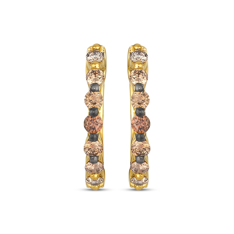 Main Image 2 of Le Vian Desert Diamonds Chocolate Ombré Diamond Hoop Earrings 1/3 ct tw 14K Honey Gold