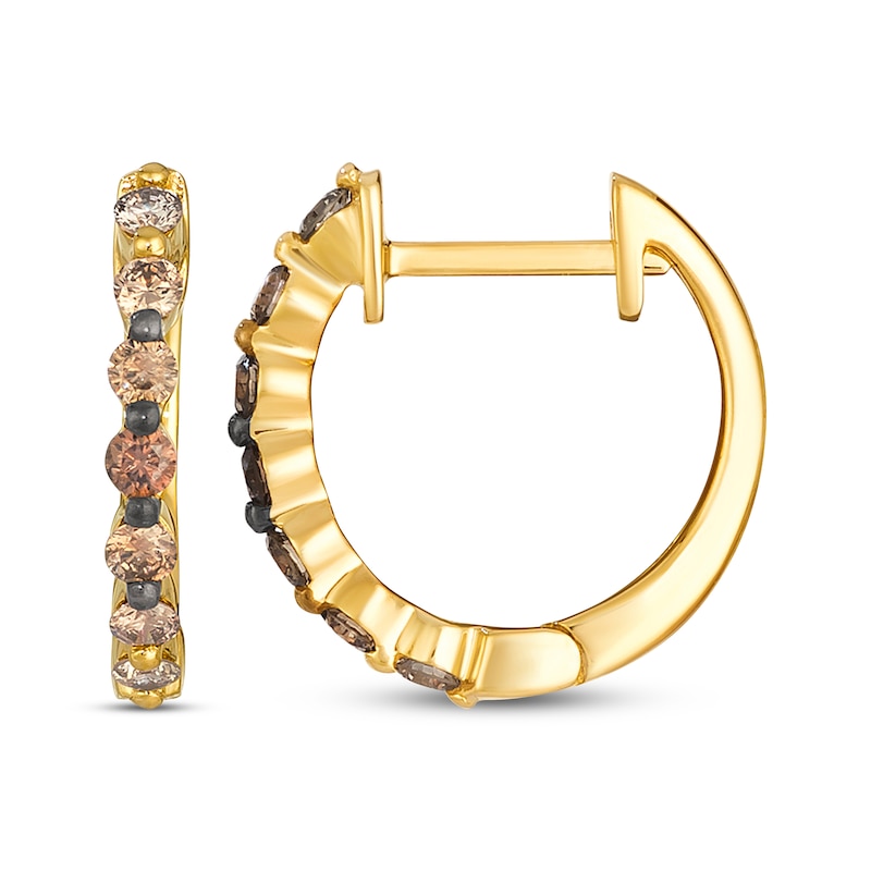 Main Image 3 of Le Vian Desert Diamonds Chocolate Ombré Diamond Hoop Earrings 1/3 ct tw 14K Honey Gold