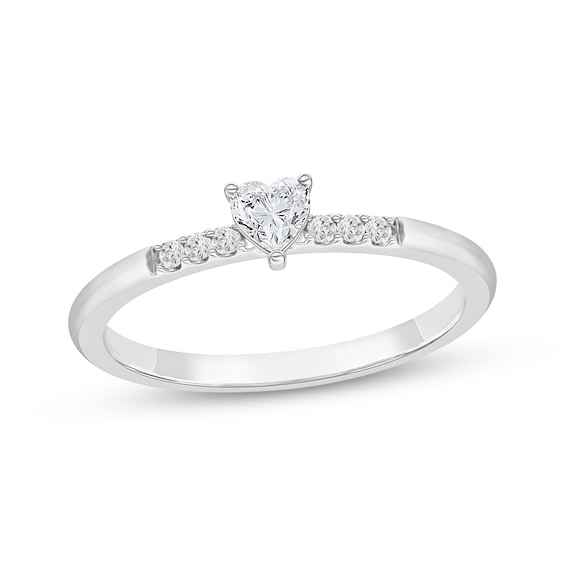 KAY Lab-Grown Diamonds Heart-Shaped Promise Ring 1/5 ct tw 10K White Gold