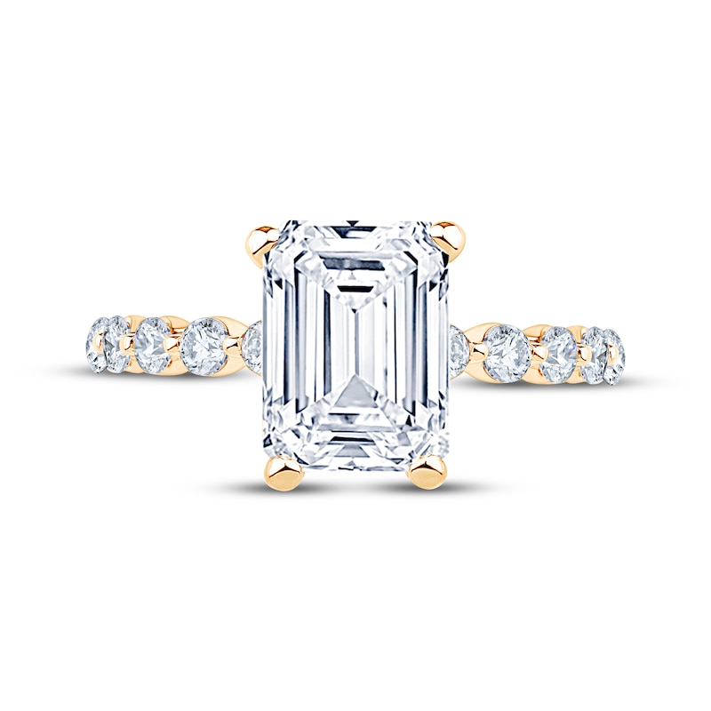 Main Image 3 of Now + Forever Lab-Grown Diamonds Emerald-Cut Engagement Ring 3-1/2 ct tw 14K Yellow Gold