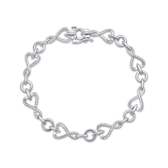 KAY Lab-Grown Diamonds Heart Infinity Link Bracelet 1/3 ct tw Sterling Silver 7"