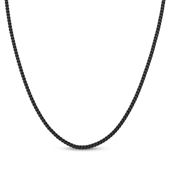 2.5mm Foxtail Chain Necklace Black Ion-Plated Stainless Steel 26"