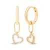 Thumbnail Image 1 of KAY Lab-Grown Diamonds Tilted Heart Dangle Hoop Earrings 1/4 ct tw 18K Yellow Gold-Plated Sterling Silver
