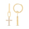 Thumbnail Image 3 of KAY Lab-Grown Diamonds Cross Dangle Hoop Earrings 1/5 ct tw 18K Yellow Gold-Plated Sterling Silver
