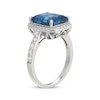 Thumbnail Image 2 of Emerald-Cut Swiss Blue Topaz & White Lab-Created Sapphire Ring Sterling Silver
