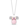 Thumbnail Image 1 of Disney Treasures Minnie Mouse Pink Opal, Pink Lab-Created Sapphire & Diamond Necklace 1/20 ct tw Sterling Silver & 10K Rose Gold 17"
