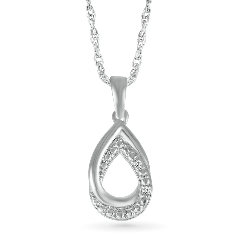 Main Image 1 of Diamond Accent Interlocking Pear Necklace Sterling Silver