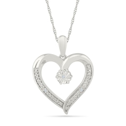 Diamond Accent Open Heart Necklace Sterling Silver
