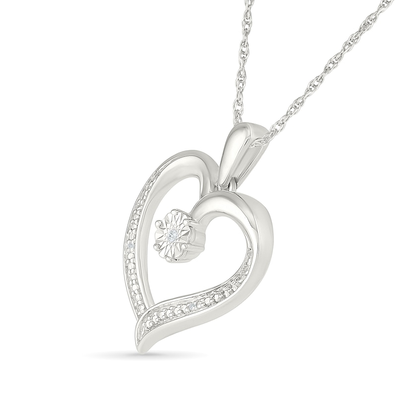 Main Image 2 of Diamond Accent Open Heart Necklace Sterling Silver
