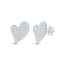 Monique Lhuillier Bliss Lab-Grown Diamond Heart Stud Earrings 5/8 ct tw Platinum-Plated Sterling Silver