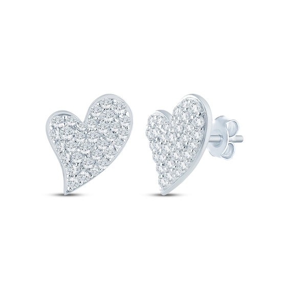 Monique Lhuillier Bliss Lab-Grown Diamond Heart Stud Earrings 5/8 ct tw Platinum-Plated Sterling Silver