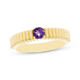 STUDIO BY KAY Amethyst Solitaire Textured Stackable Ring 24K Yellow Gold Vermeil Sterling Silver