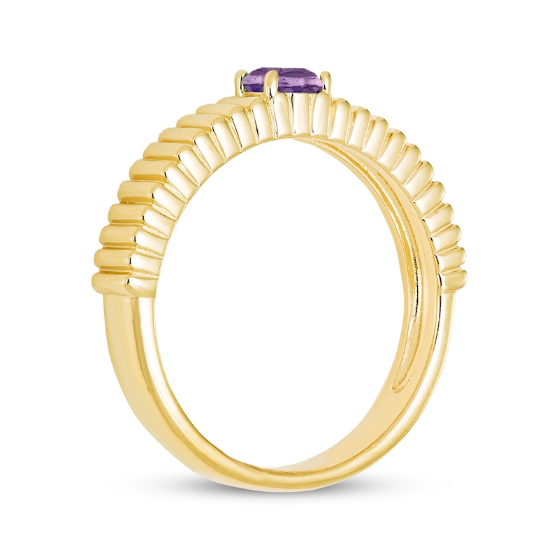 Main Image 2 of STUDIO BY KAY Amethyst Solitaire Textured Stackable Ring 24K Yellow Gold Vermeil Sterling Silver