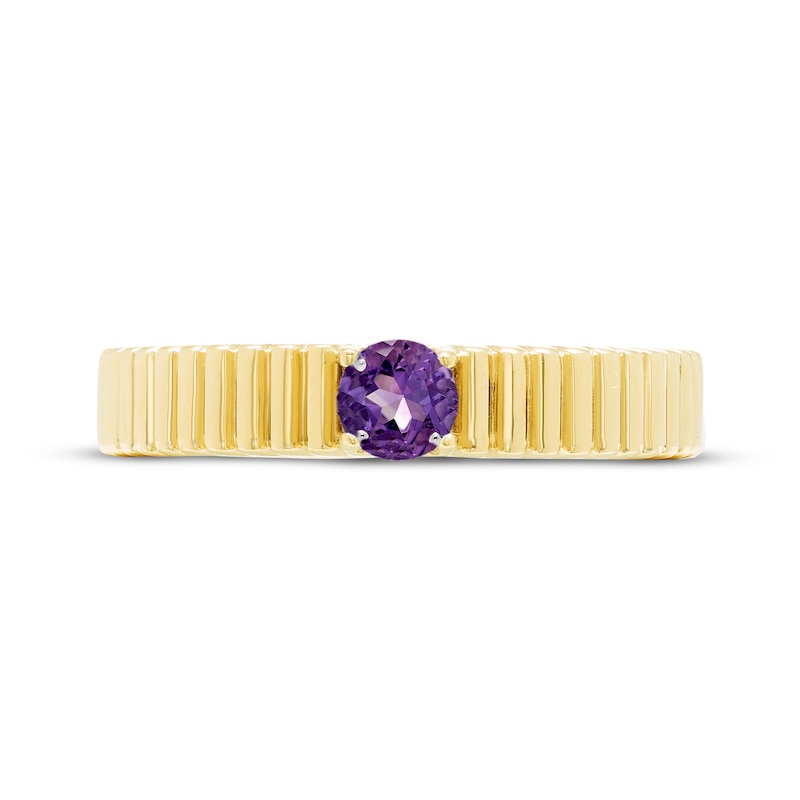 Main Image 3 of STUDIO BY KAY Amethyst Solitaire Textured Stackable Ring 24K Yellow Gold Vermeil Sterling Silver