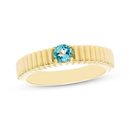 STUDIO BY KAY Swiss Blue Topaz Solitaire Textured Stackable Ring 24K Yellow Gold Vermeil Sterling Silver